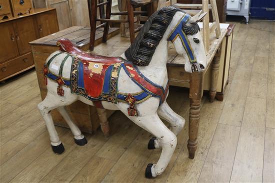 A carved and painted carousel horse, H.108cm